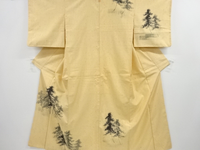 JAPANESE KIMONO / ANTIQUE KIMONO / SILK / HAND WOVEN TSUMUGI / TREES